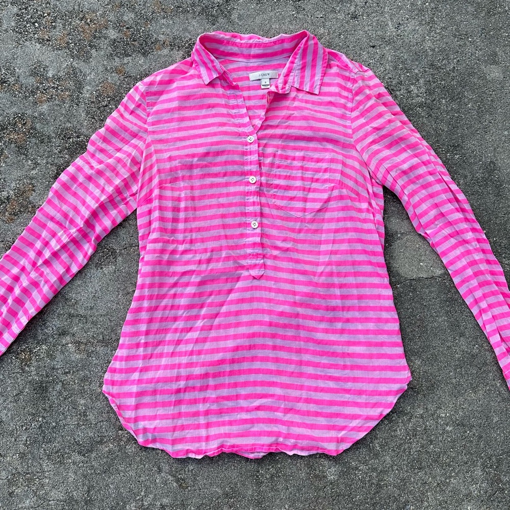 Women’s J. Crew Pink Striped Shirt